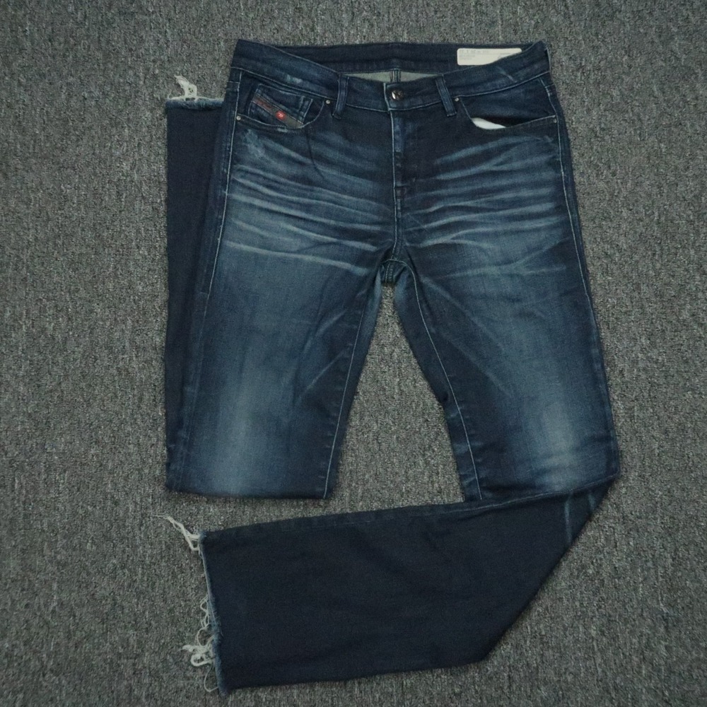 Diesel Jeans Womens 29x33 Blue Bootzee Slim Bootcut Button Fly Raw Hem